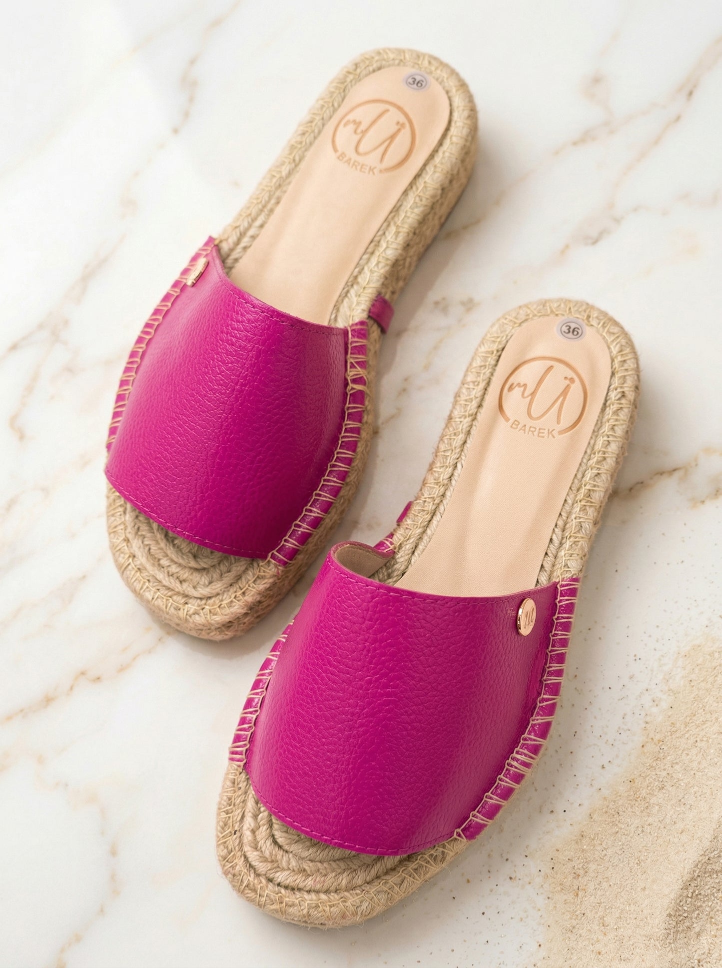 Sandalias Cuero y Yute Fucsia