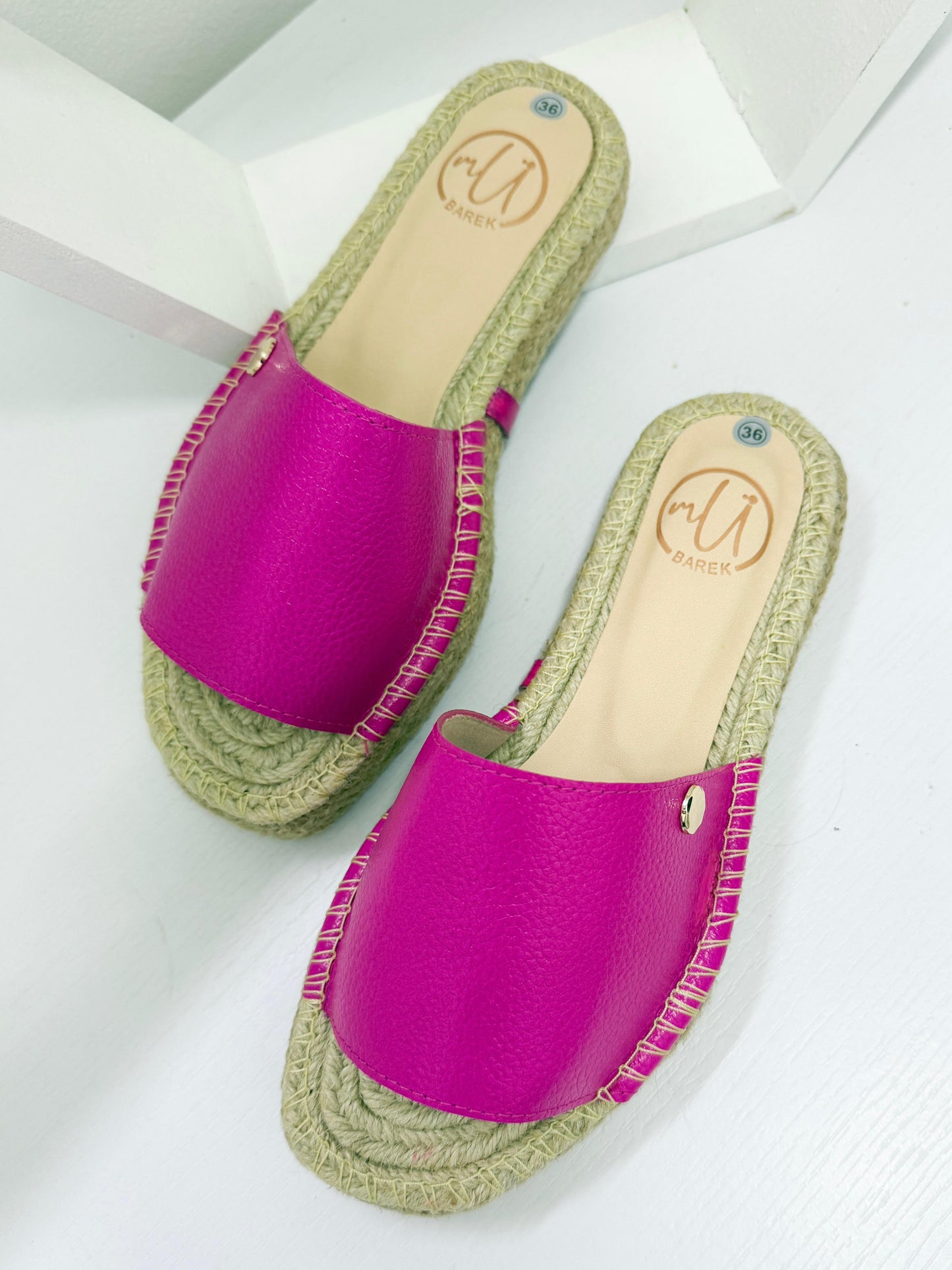 Sandalias de Cuero con Yute - Fucsia