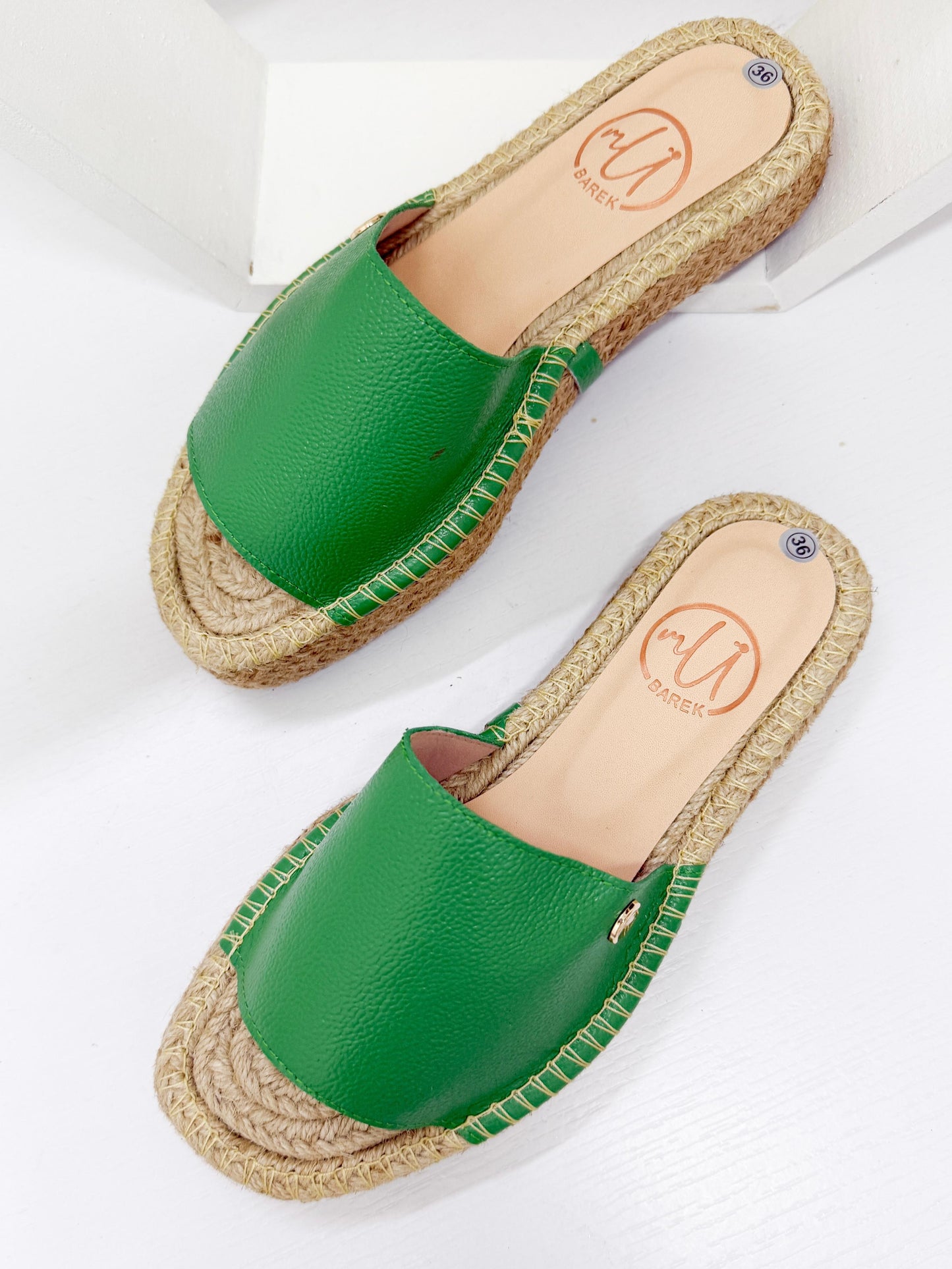 Sandalias de Cuero con Yute - Verdes