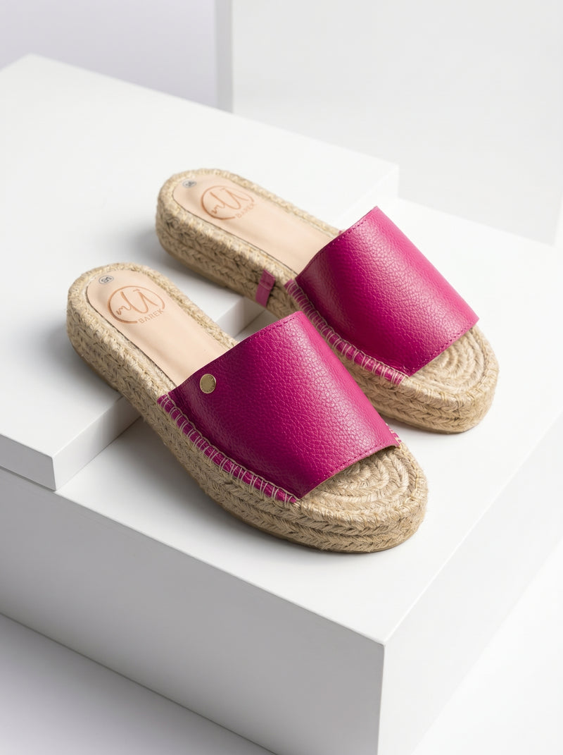 Sandalias Cuero y Yute Fucsia